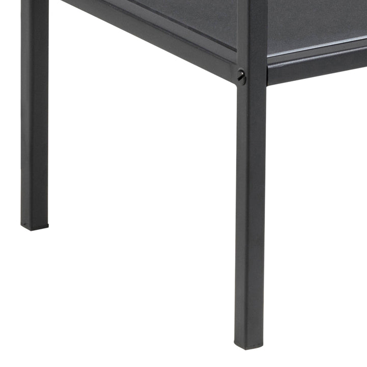 Seaford Black Metal Serving Trolley with Glass Top - TidySpaces