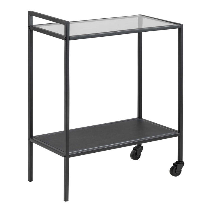 Seaford Black Metal Serving Trolley with Glass Top - TidySpaces