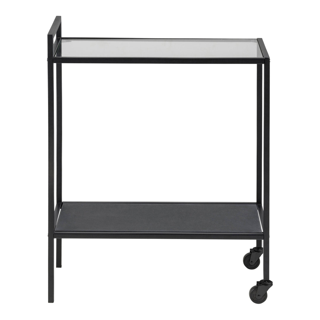 Seaford Black Metal Serving Trolley with Glass Top - TidySpaces