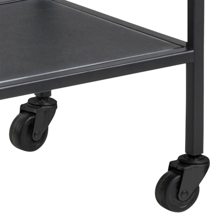 Seaford Black Metal Serving Trolley with Glass Top - TidySpaces