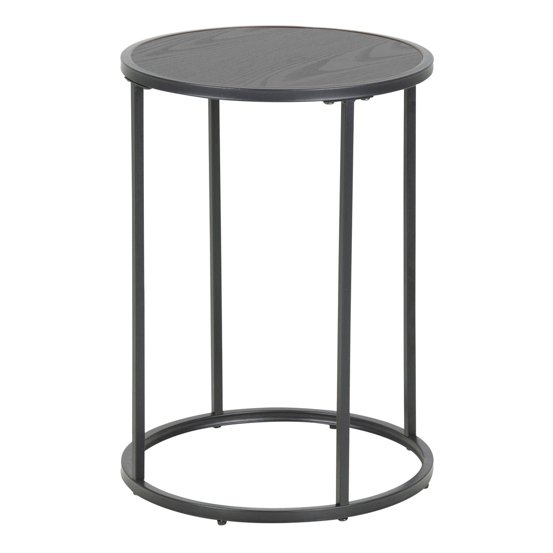 Seaford Black Metal Small Round Side Table with Black Top - TidySpaces