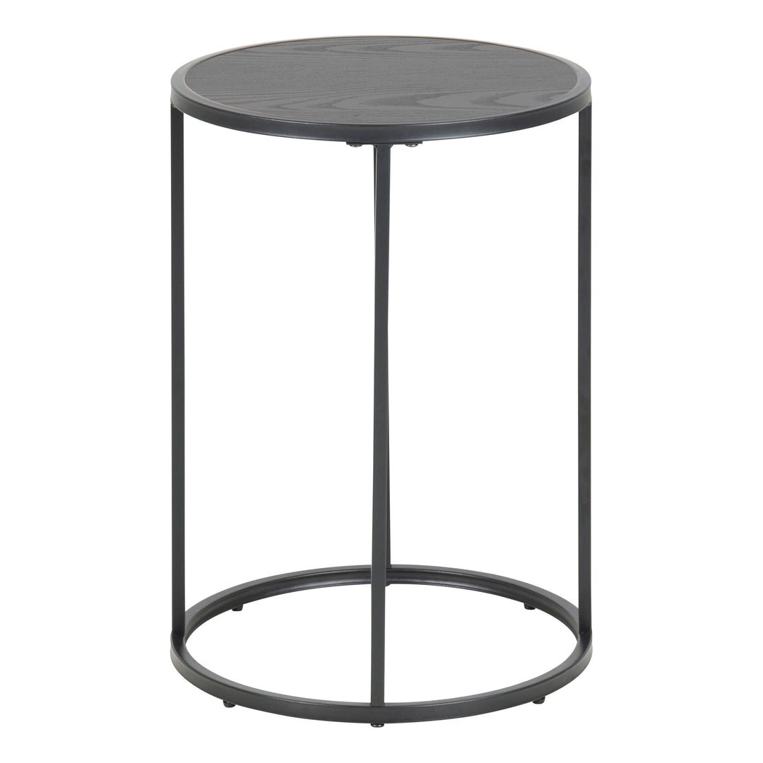 Seaford Black Metal Small Round Side Table with Black Top - TidySpaces