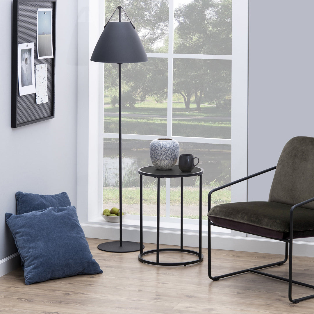 Seaford Black Metal Small Round Side Table with Black Top - TidySpaces