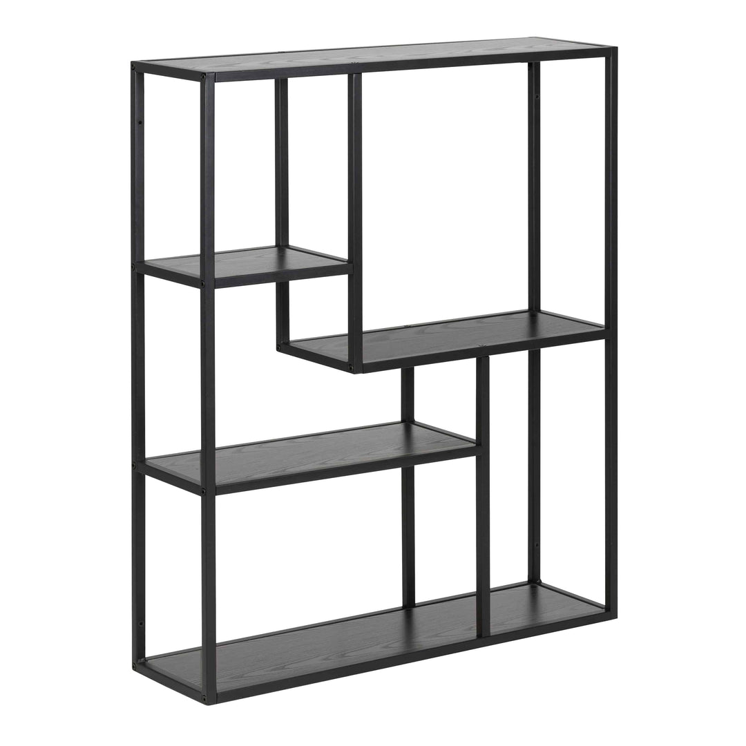 Seaford Black Metal Wall Shelf with 3 Additional Black Shelves - TidySpaces