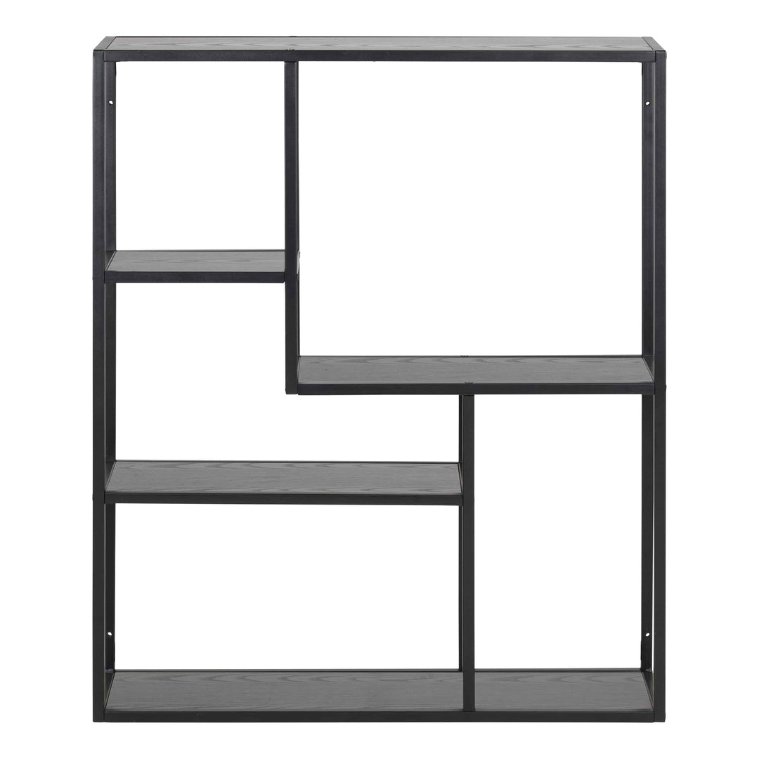 Seaford Black Metal Wall Shelf with 3 Additional Black Shelves - TidySpaces