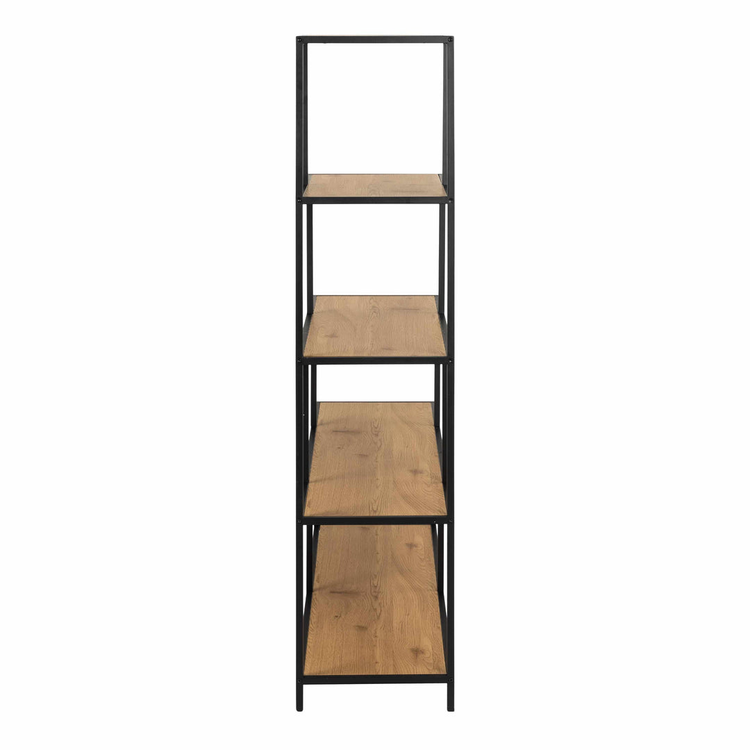 Seaford Bookcase with 4 Shelves and 1 Drawer in Black and Oak - TidySpaces