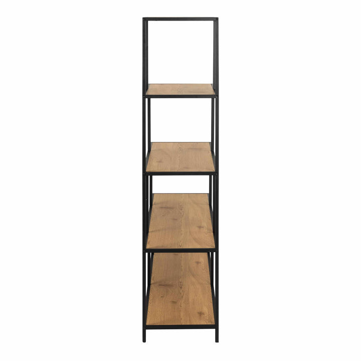 Seaford Bookcase with 4 Shelves and 1 Drawer in Black and Oak - TidySpaces