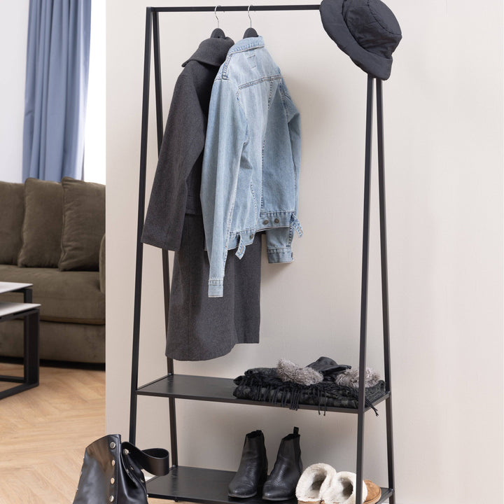 Seaford Clothes Rack with 2 shelves in Black - TidySpaces