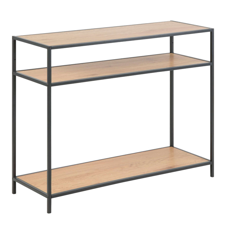 Seaford Console Table, 2 Shelves in Black and Oak - TidySpaces