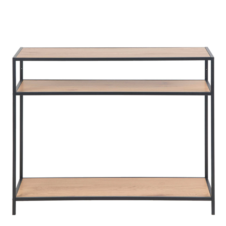 Seaford Console Table, 2 Shelves in Black and Oak - TidySpaces