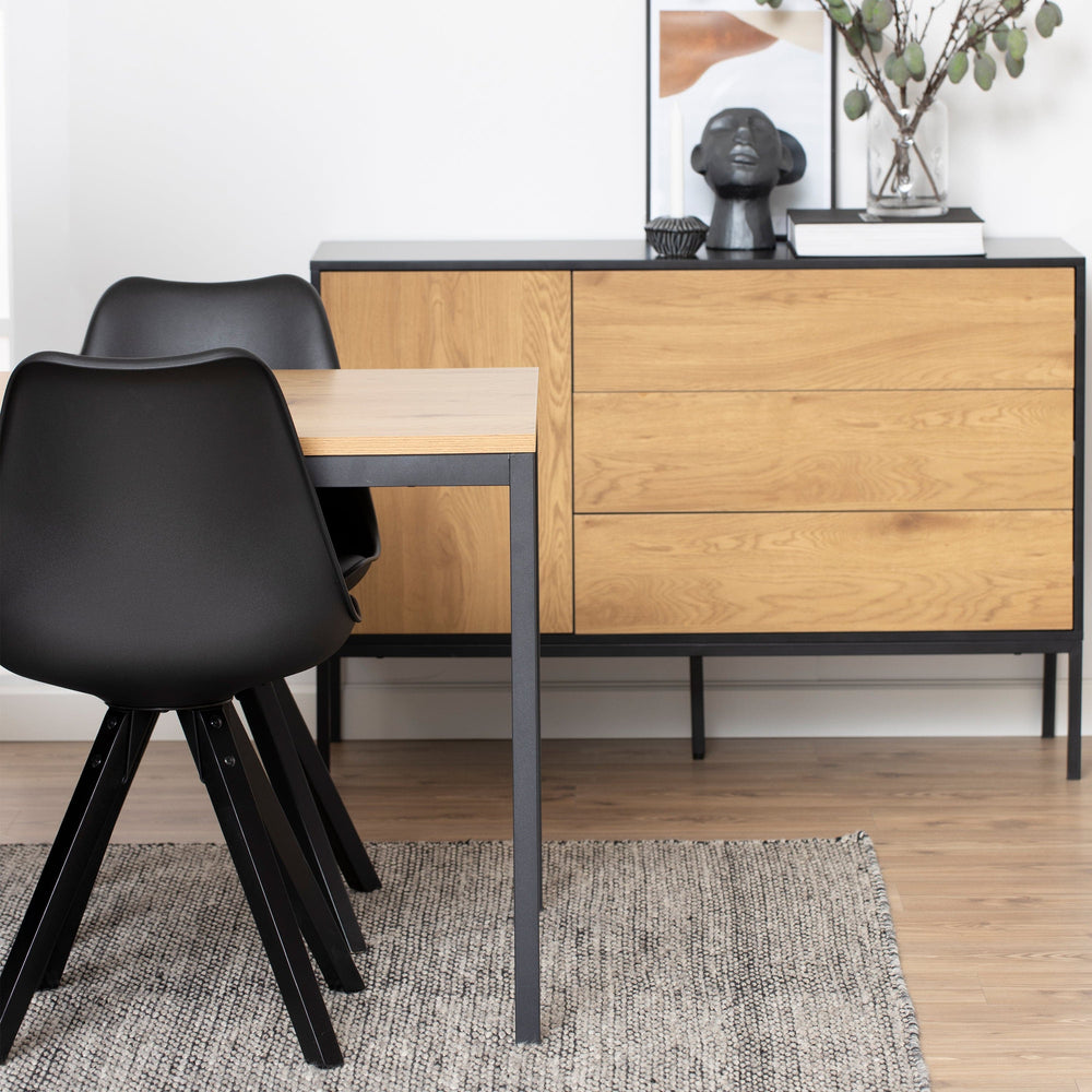 Seaford Dining Table in Black & Oak - TidySpaces