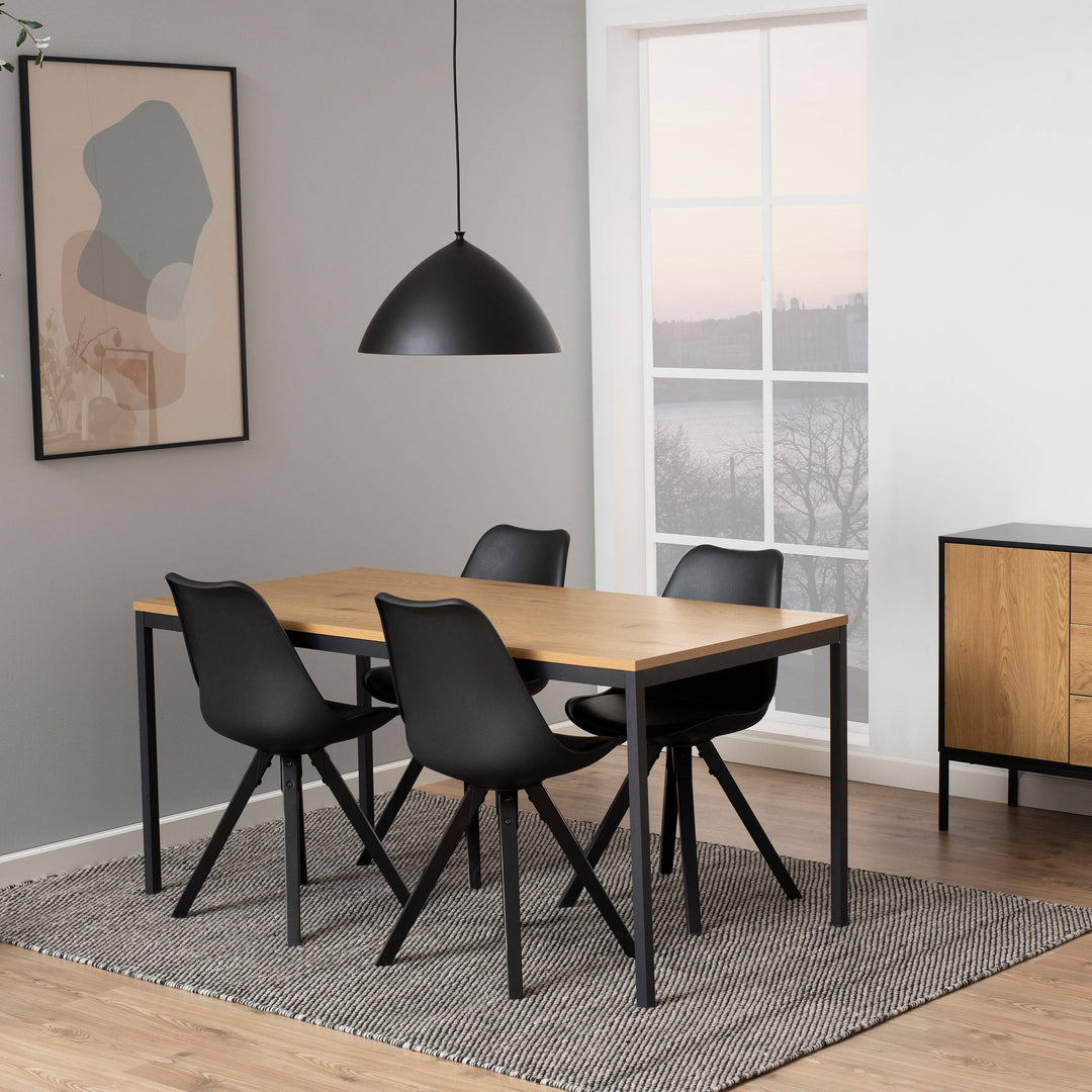 Seaford Dining Table in Black & Oak - TidySpaces