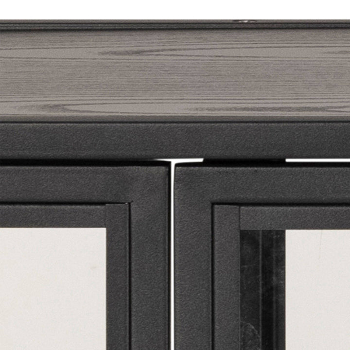 Seaford Display Cabinet with 4 Doors and 2 Shelves in Black and Oak - TidySpaces