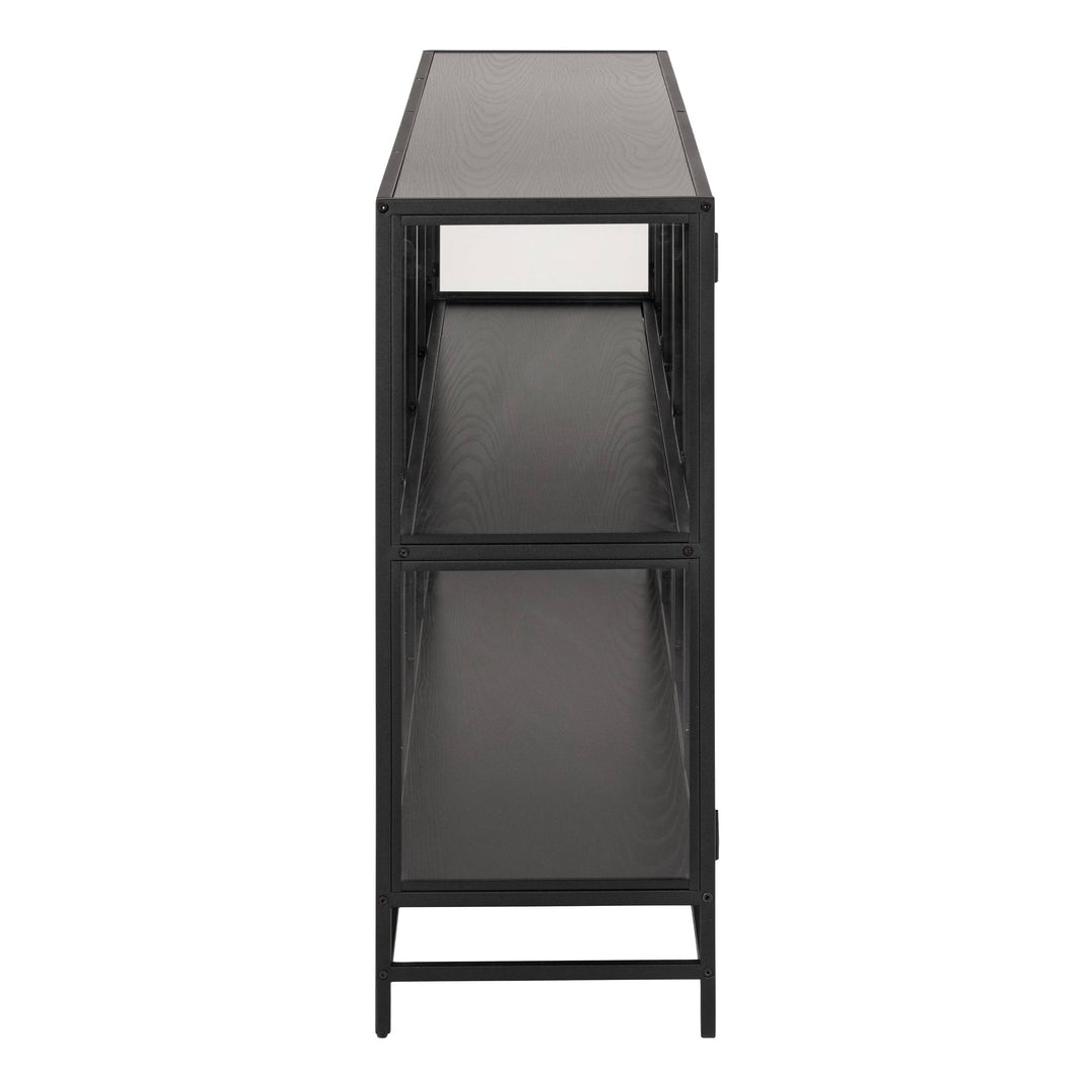 Seaford Display Cabinet with 4 Doors and 2 Shelves in Black and Oak - TidySpaces