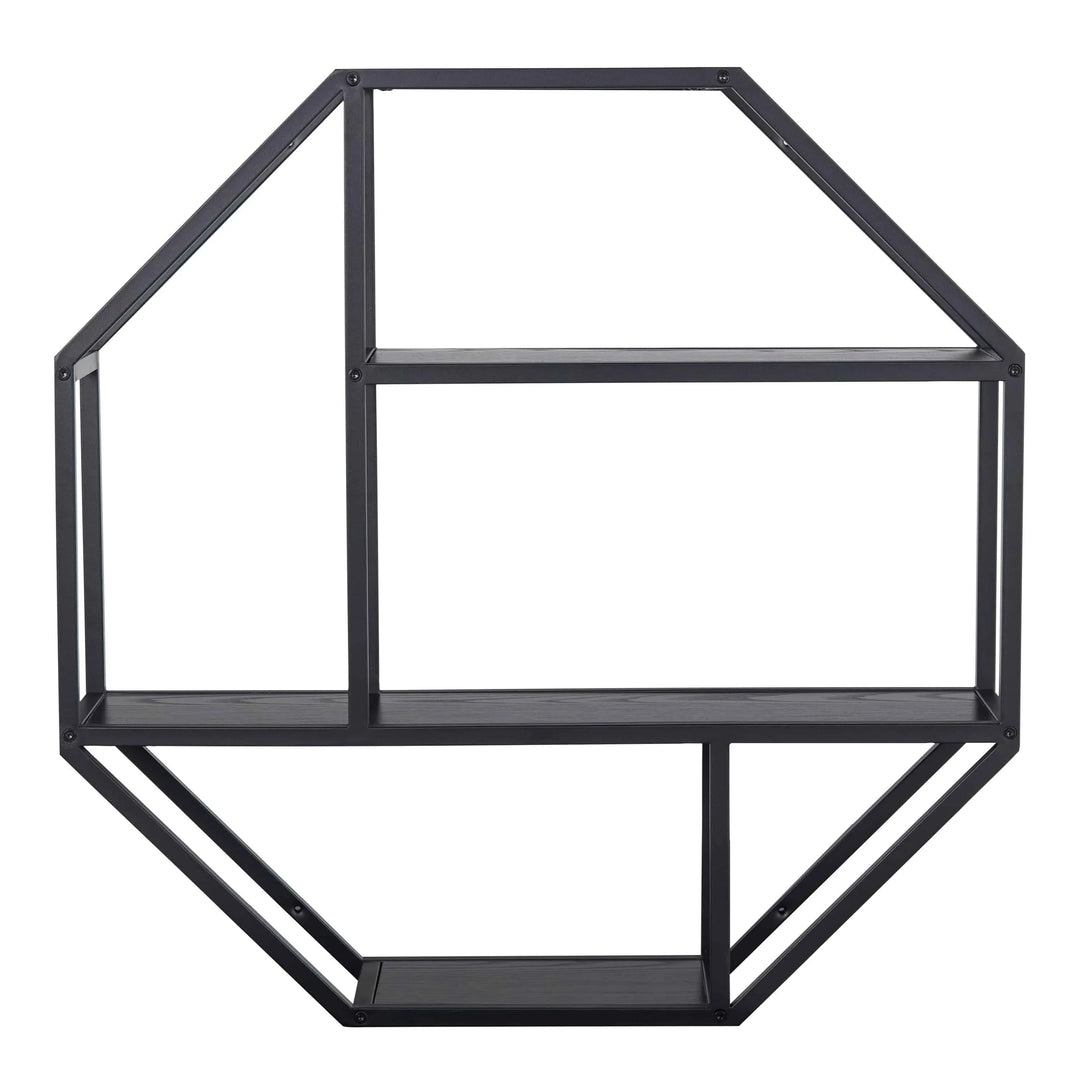 Seaford Octagonal Metal Wall Shelf in Black - TidySpaces