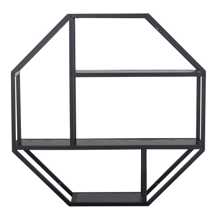 Seaford Octagonal Metal Wall Shelf in Black - TidySpaces
