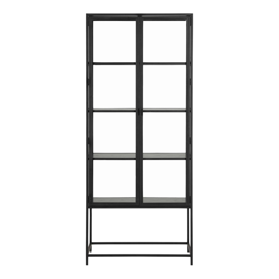 Seaford Tall Black Metal 2 Door Display Cabinet - TidySpaces