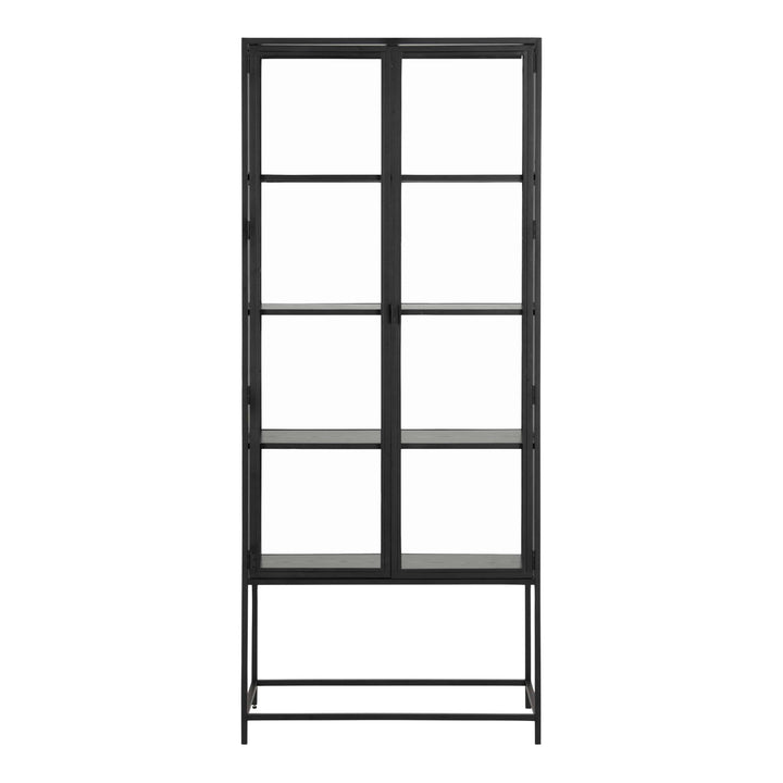 Seaford Tall Black Metal 2 Door Display Cabinet - TidySpaces