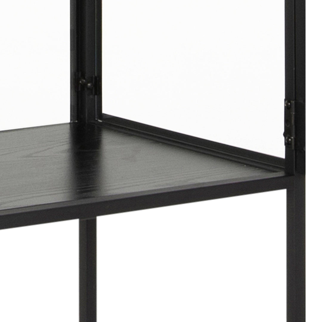 Seaford Tall Black Metal 2 Door Display Cabinet - TidySpaces