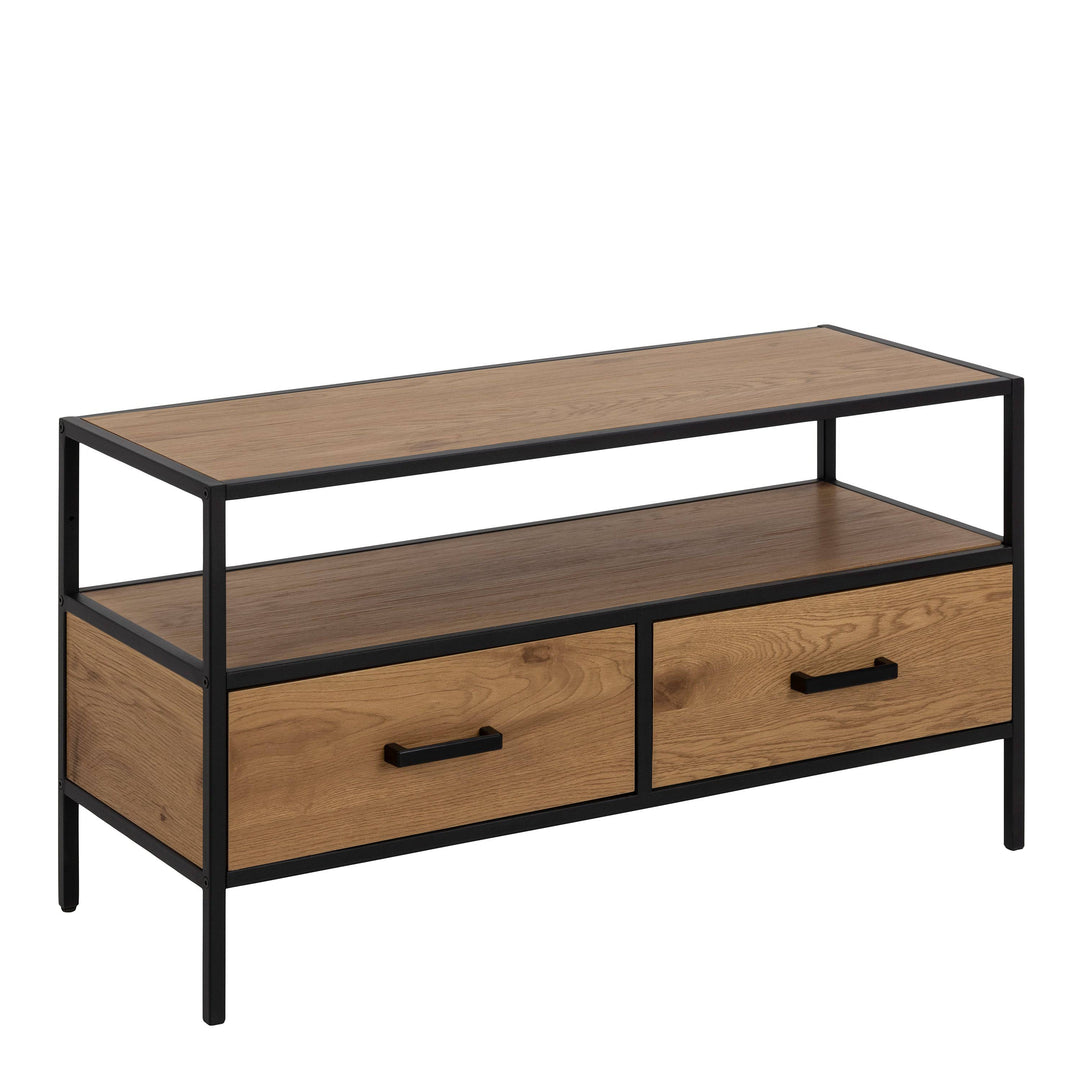 Seaford TV Unit 2 Drawers in Black & Oak - TidySpaces