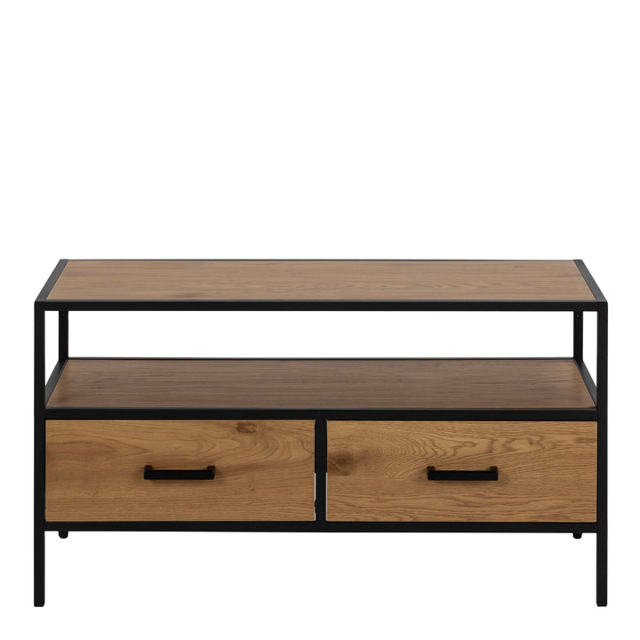 Seaford TV Unit 2 Drawers in Black & Oak - TidySpaces