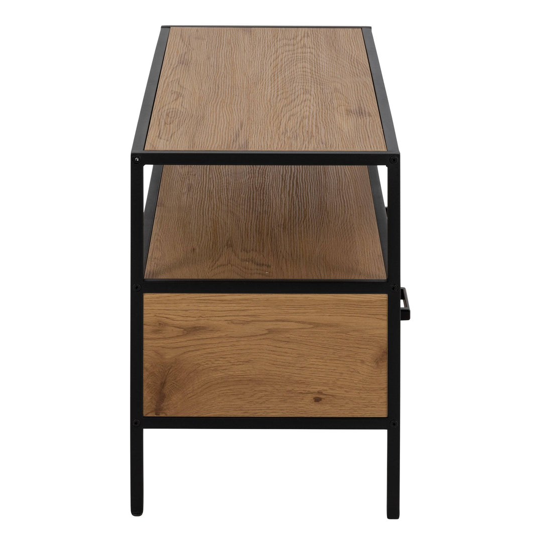 Seaford TV Unit 2 Drawers in Black & Oak - TidySpaces