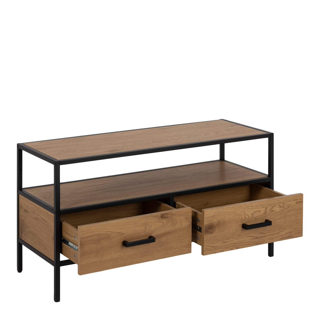 Seaford TV Unit 2 Drawers in Black & Oak - TidySpaces