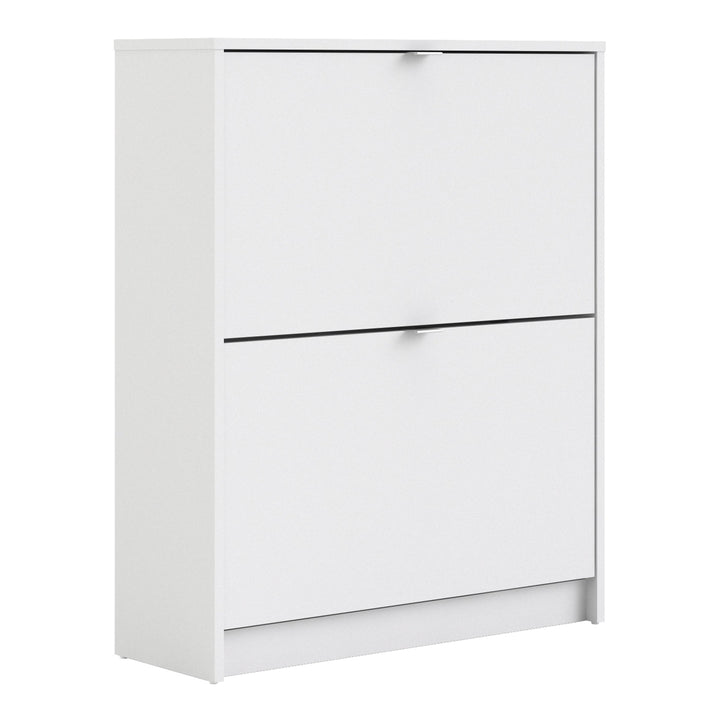 Shoes Shoe cabinet w. 2 tilting doors and 2 layers in White