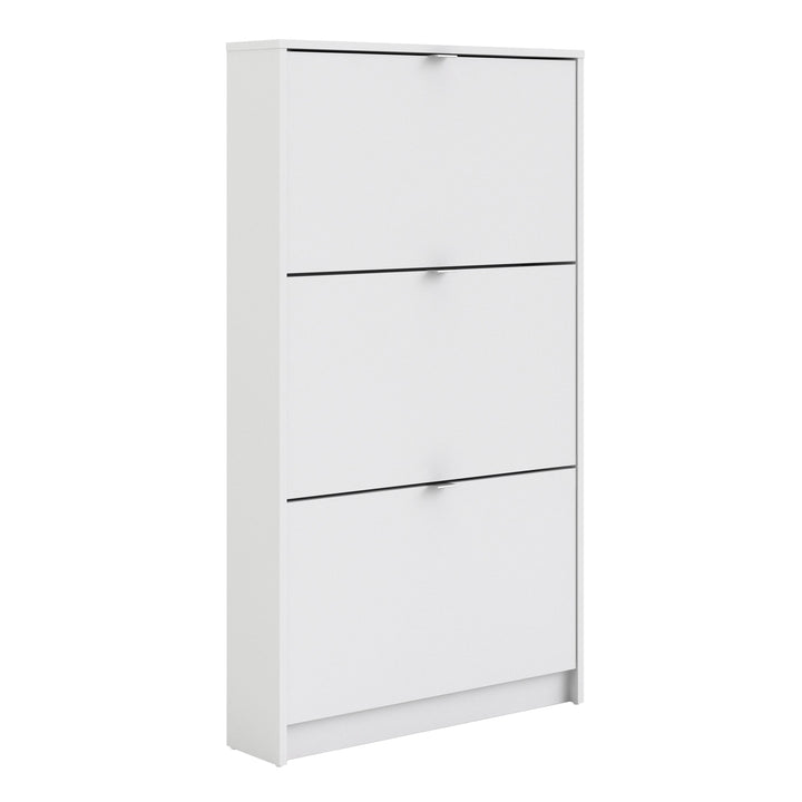 Shoes Shoe cabinet  w. 3 tilting doors and 1 layer White