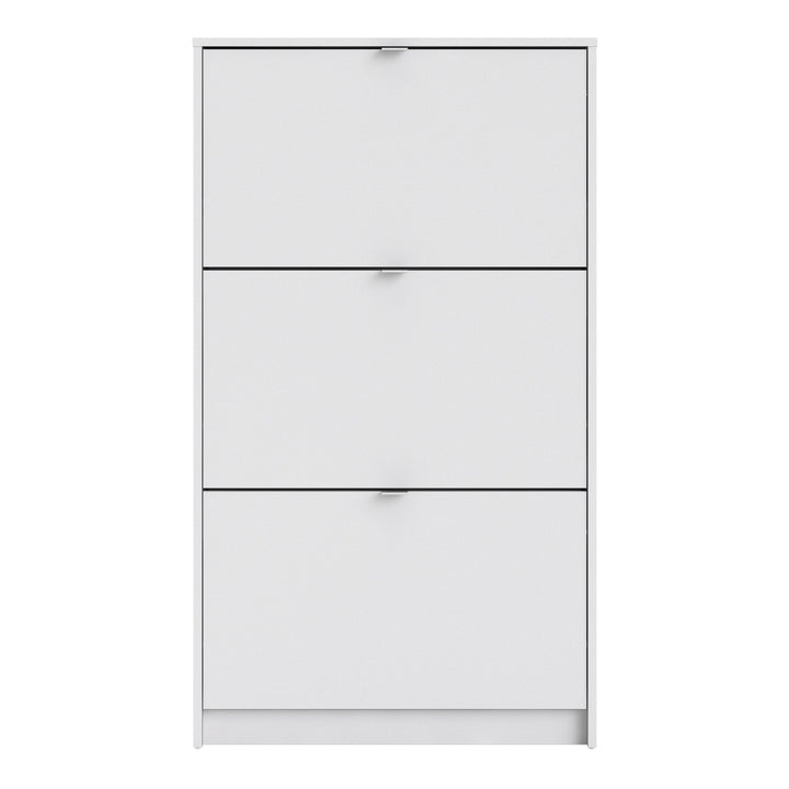 Shoes Shoe cabinet  w. 3 tilting doors and 1 layer White