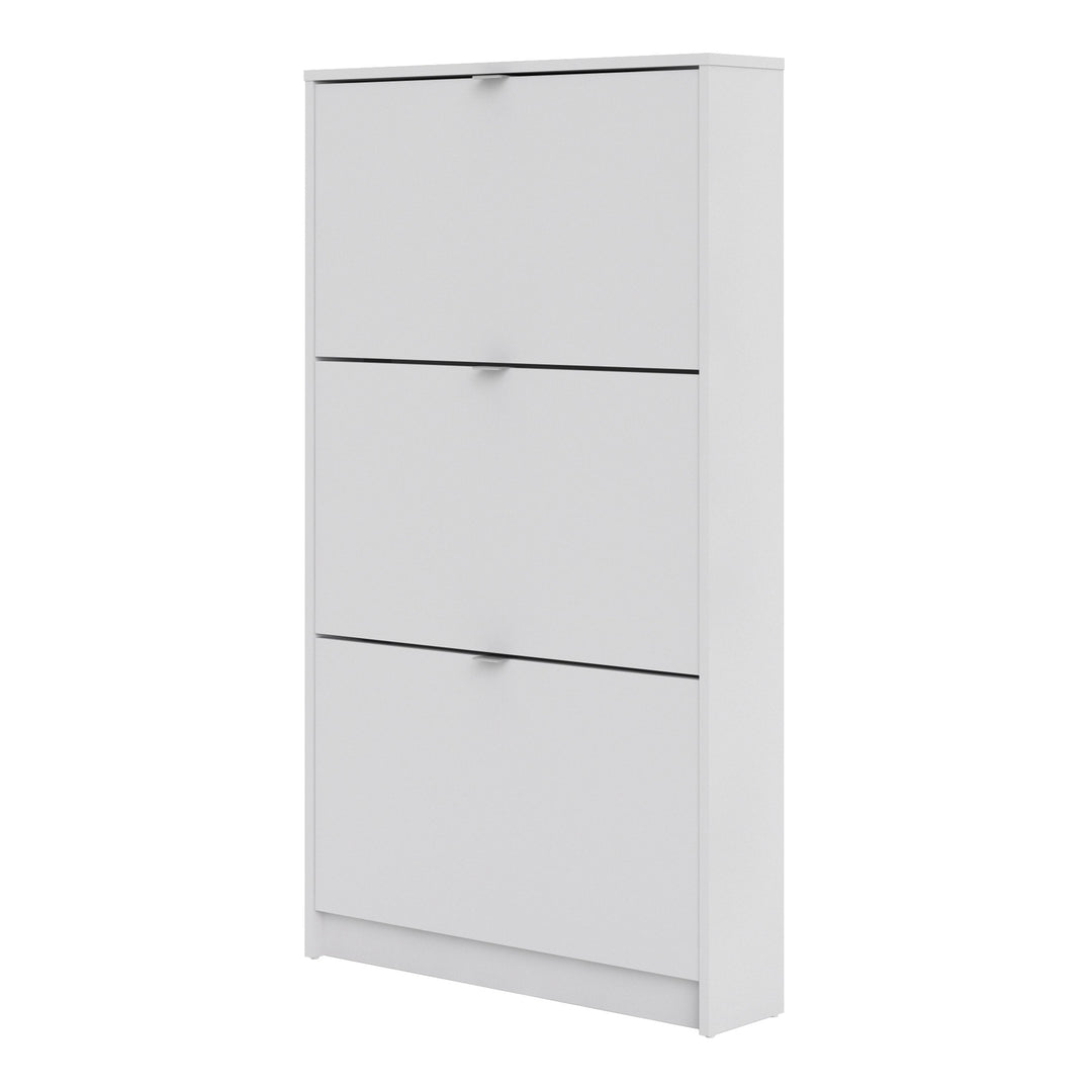 Shoes Shoe cabinet  w. 3 tilting doors and 1 layer White