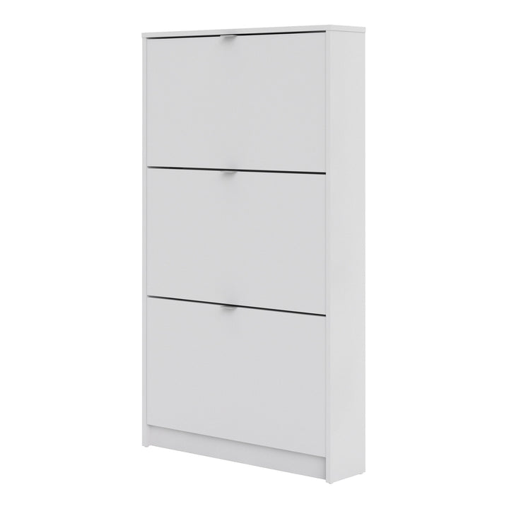 Shoes Shoe cabinet  w. 3 tilting doors and 1 layer White