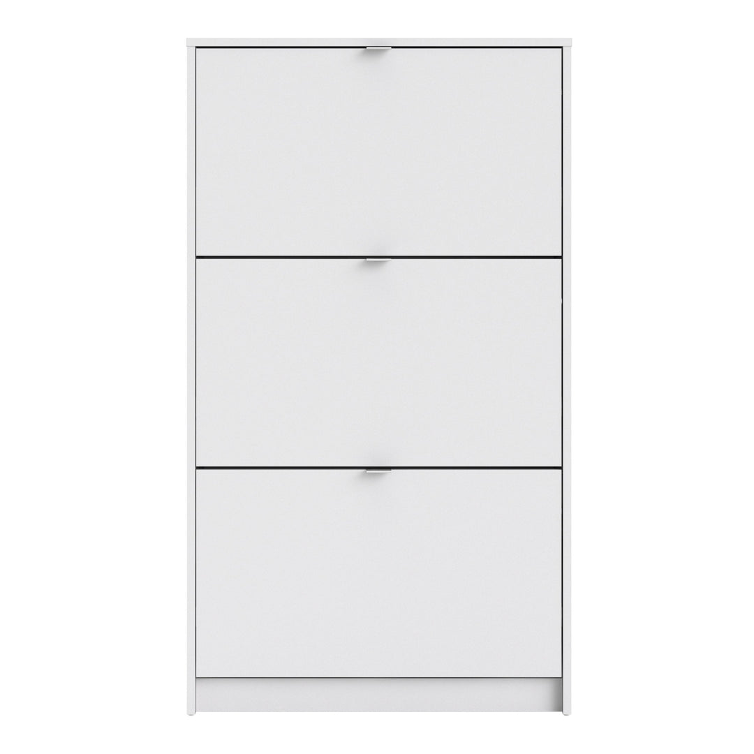 Shoes Shoe cabinet w. 3 tilting doors and 2 layers in White