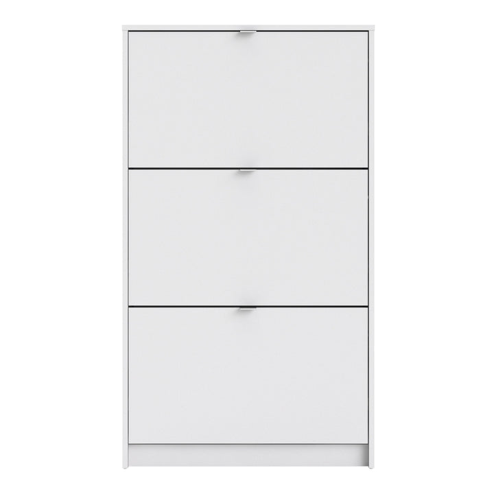 Shoes Shoe cabinet w. 3 tilting doors and 2 layers in White