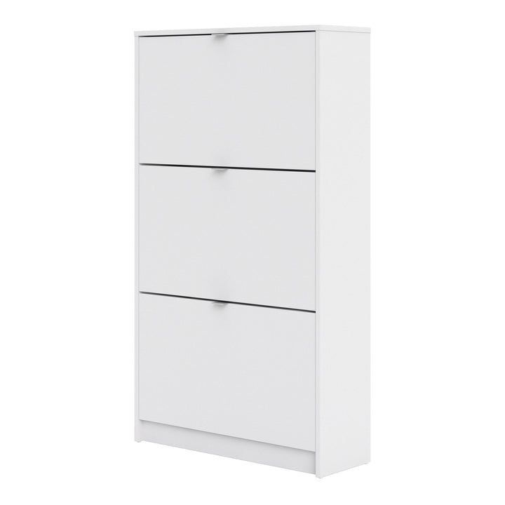 Shoes Shoe cabinet w. 3 tilting doors and 2 layers in White