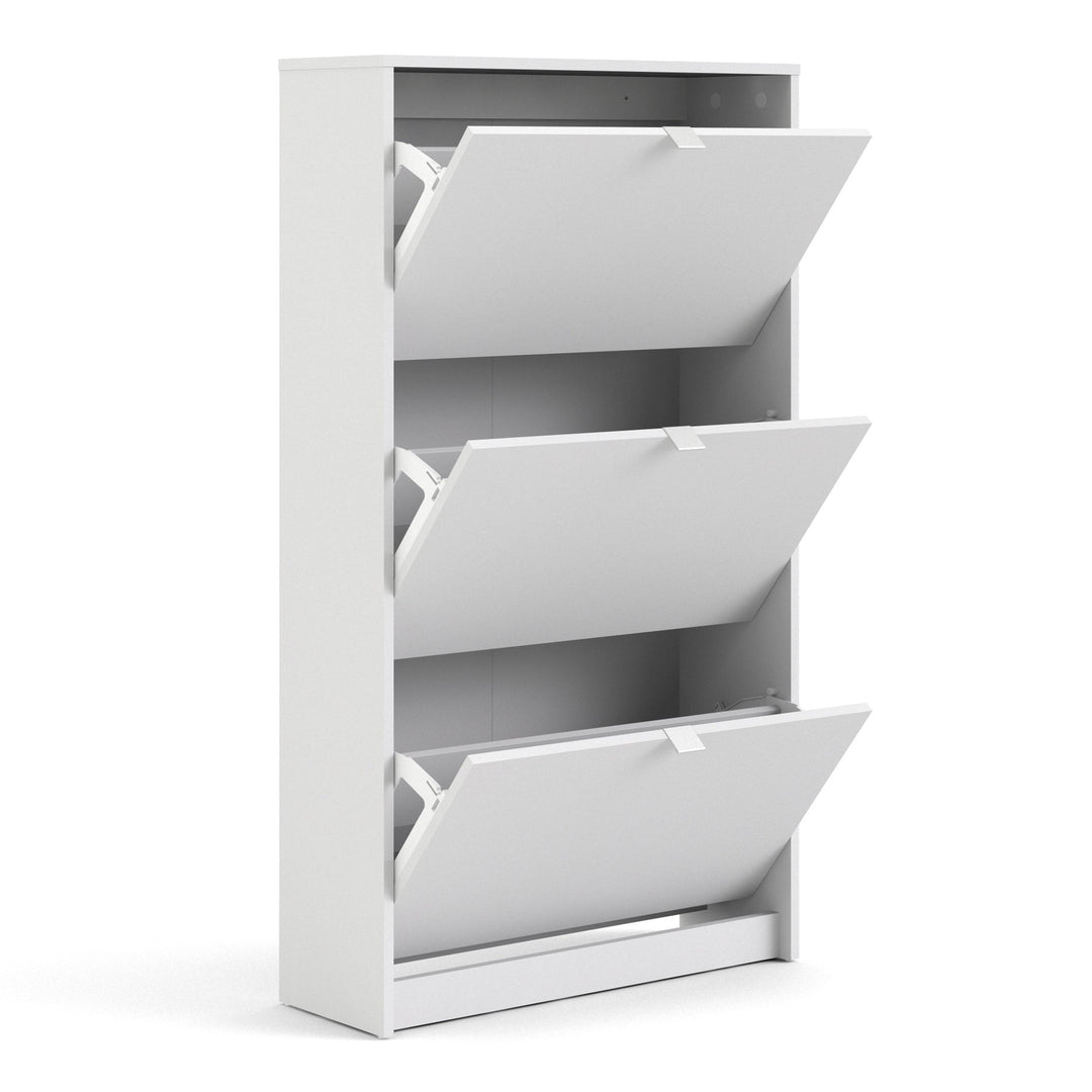 Shoes Shoe cabinet w. 3 tilting doors and 2 layers in White