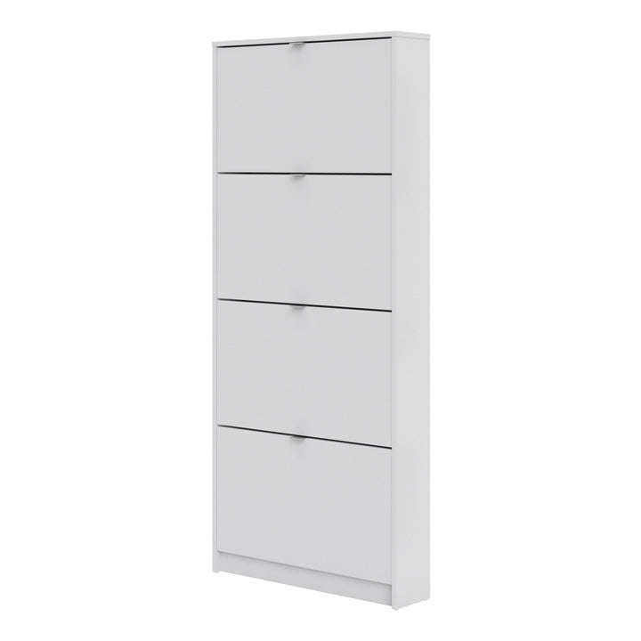 Shoes Shoe cabinet w. 4 tilting doors and 1 layer in White