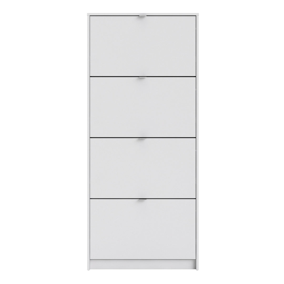 Shoes Shoe cabinet w. 4 tilting doors and 2 layers in White - TidySpaces