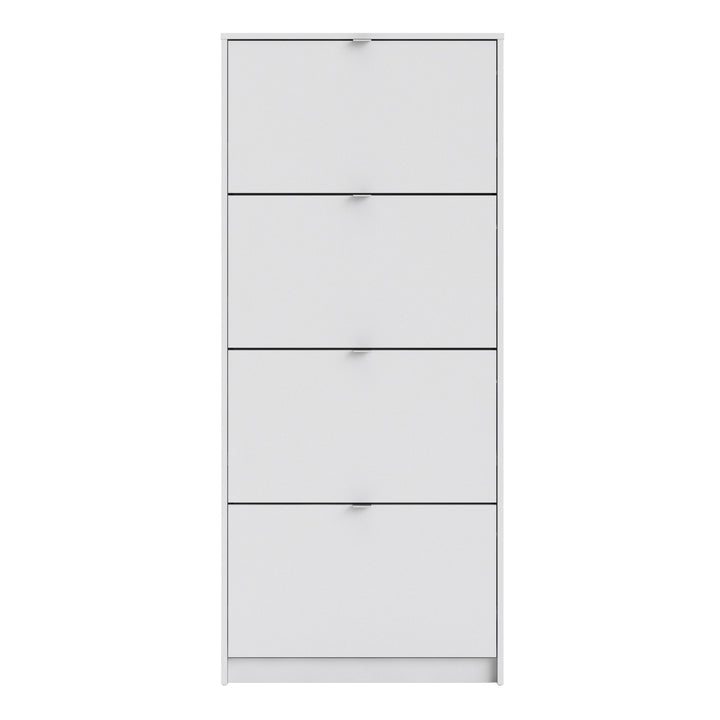 Shoes Shoe cabinet w. 4 tilting doors and 2 layers in White - TidySpaces