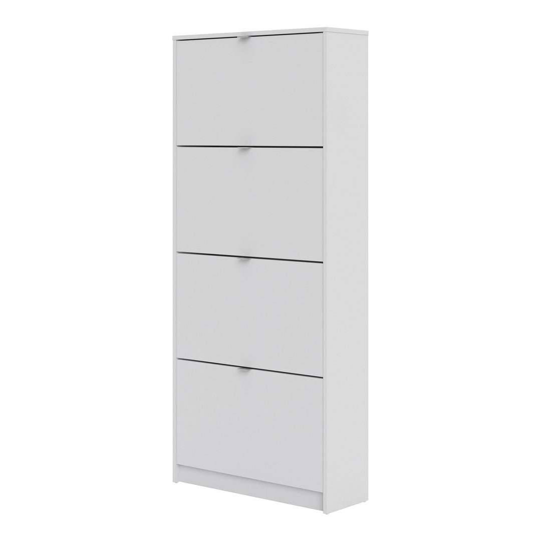 Shoes Shoe cabinet w. 4 tilting doors and 2 layers in White - TidySpaces