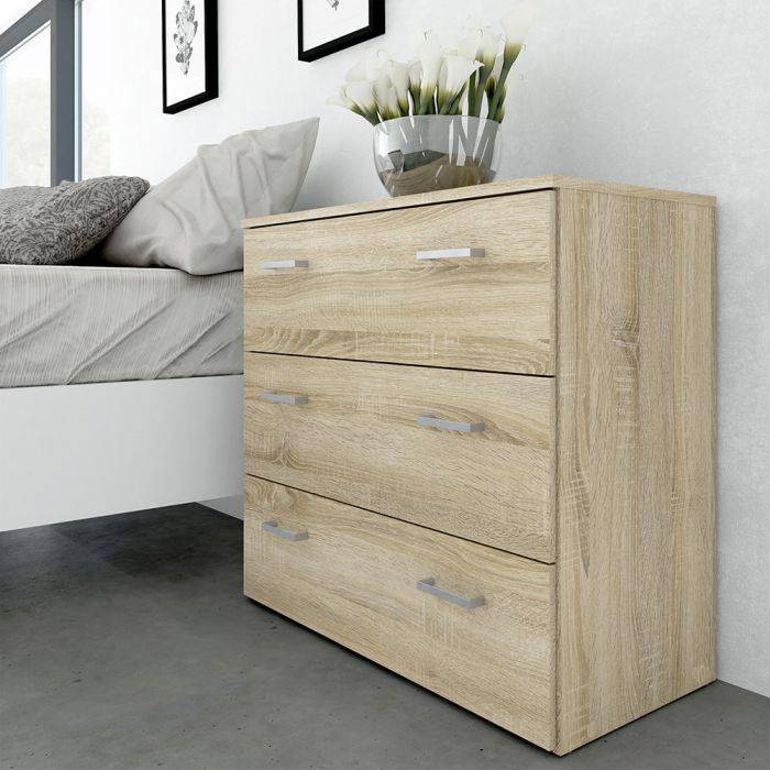 Space 3 Piece Bundle, Bedside, Chest and 2 Door 1 Drawer Wardrobe - TidySpaces