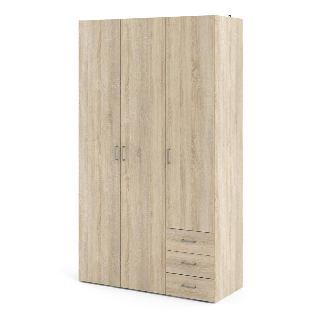 Space Wardrobe - 3 Doors 3 Drawers in Oak 2000 - TidySpaces