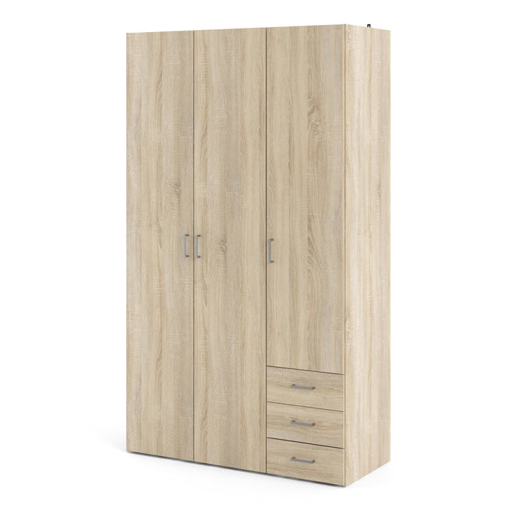 Space Wardrobe - 3 Doors 3 Drawers in Oak 2000 - TidySpaces