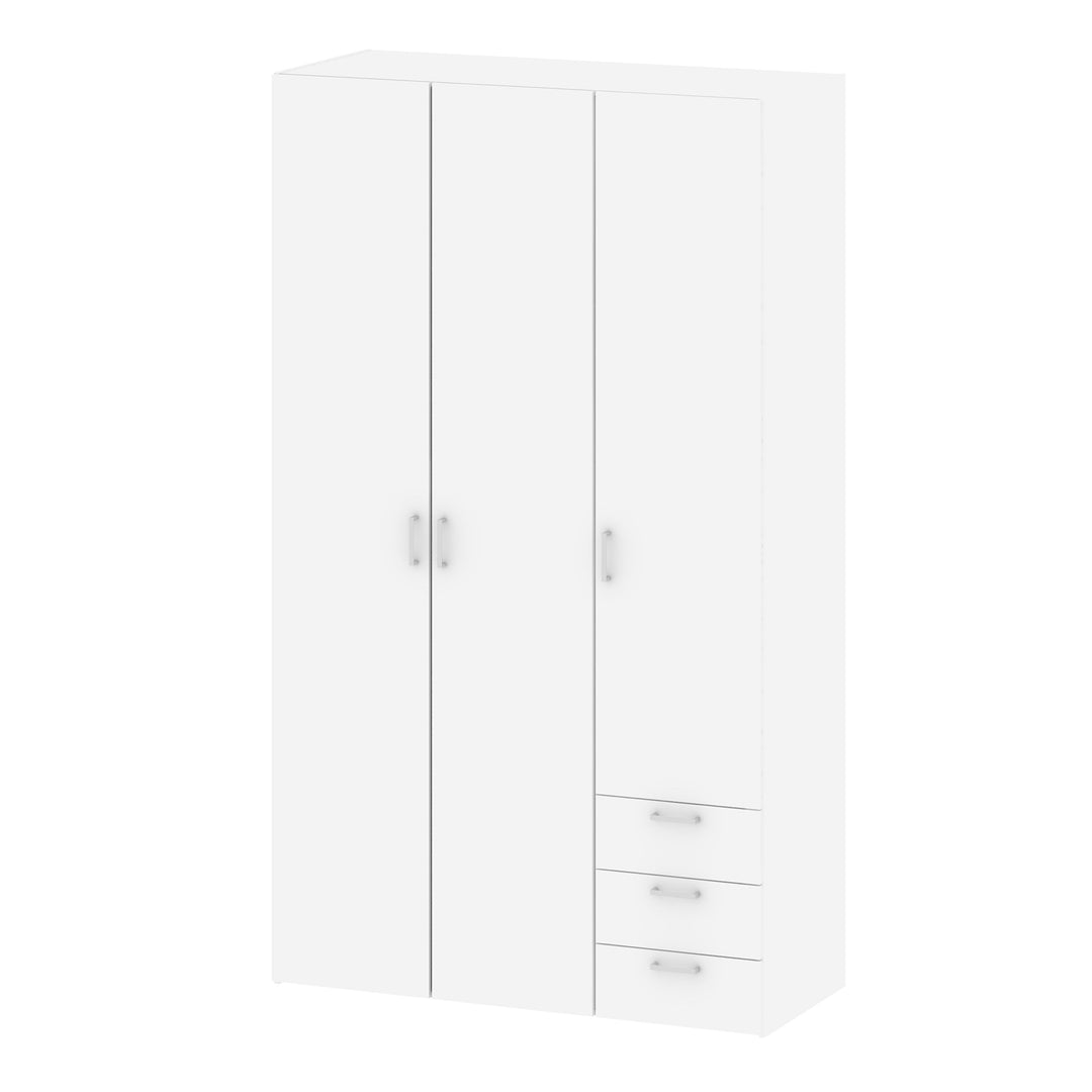 Space Wardrobe - 3 Doors 3 Drawers in White 2000 - TidySpaces