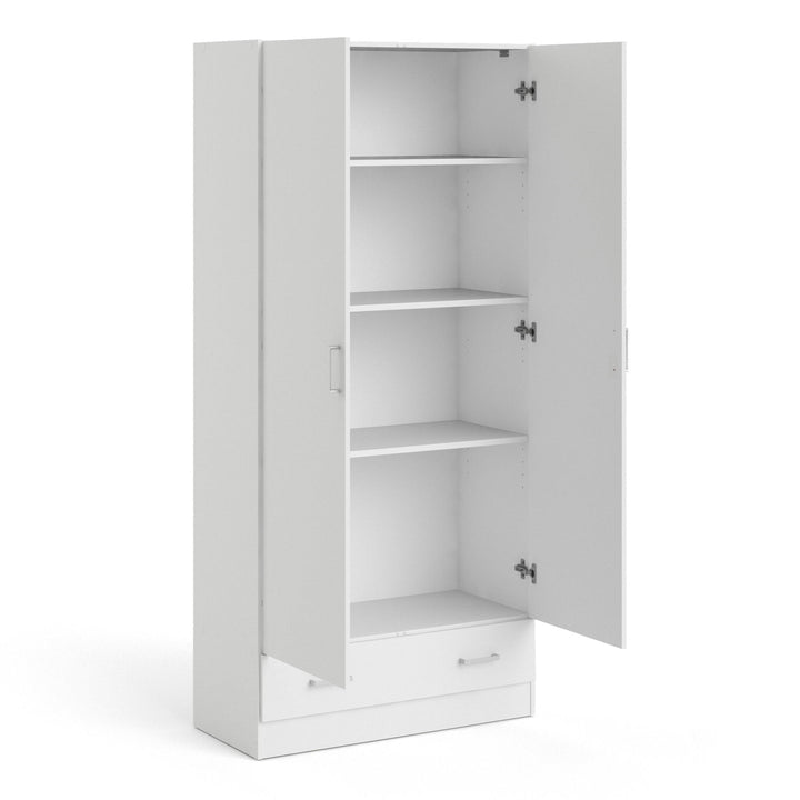 Space Wardrobe with 2 Doors + 1 Drawer in White 1750 - TidySpaces