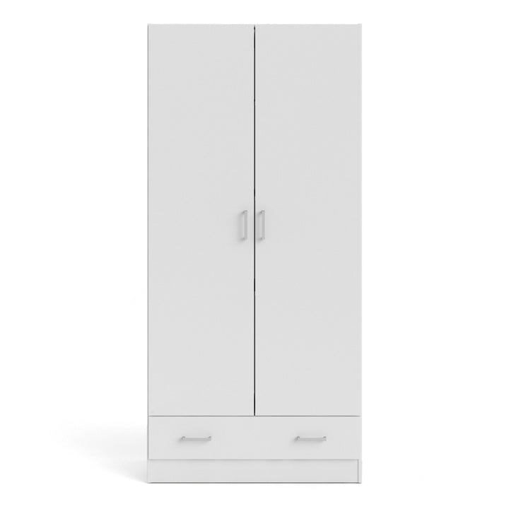 Space Wardrobe with 2 Doors + 1 Drawer in White 1750 - TidySpaces