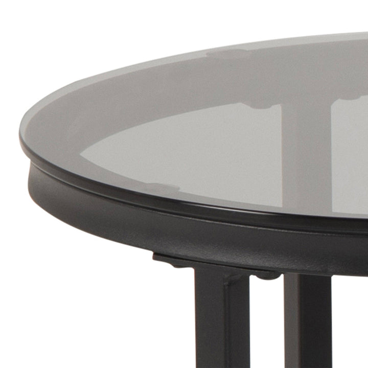 Spiro Round/Oval Coffee Table Set with Black Marble/Smoked Glass Top - TidySpaces