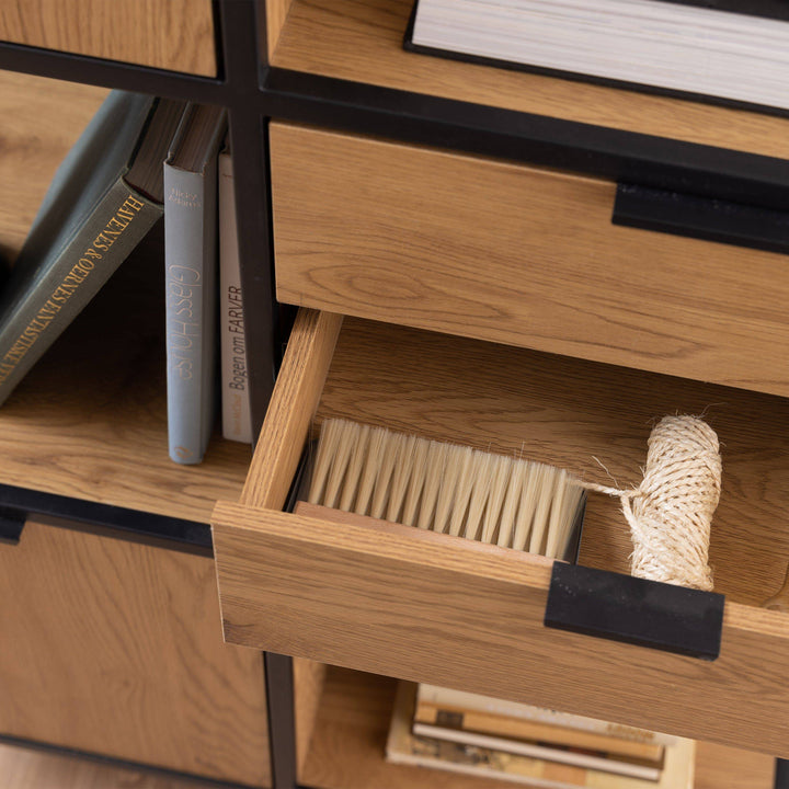 Swindon Bookcase with 2 Doors, 3 drawers and 1 Shelves in Black - TidySpaces