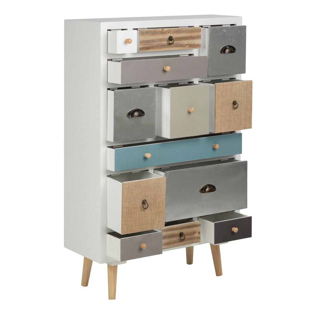 Thais White Shabby Chic Multi Coloured 13 Drawer Chest - TidySpaces