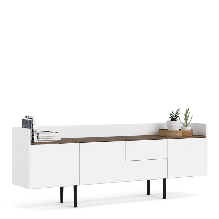 Unit Sideboard 2 Drawers 3 Doors in White and Walnut - TidySpaces